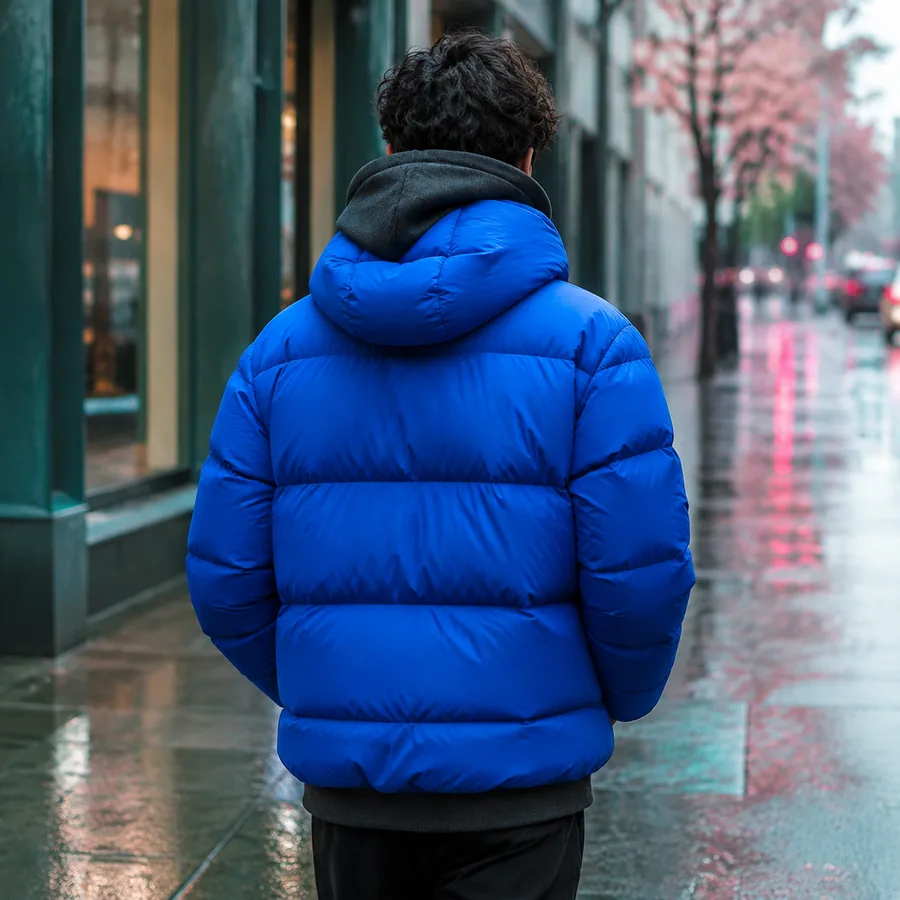 Fashion campaign direction with a cobalt jacket
