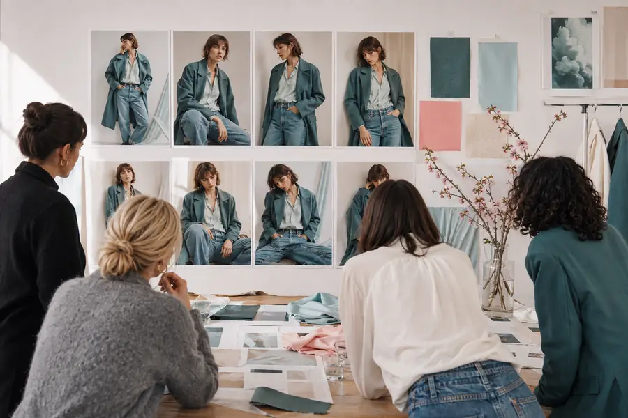 Fashion brand team planning a consistent campaign image set