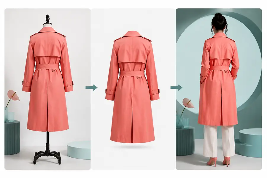 Fashion model swap workflow showing apparel imagery with a replacement model