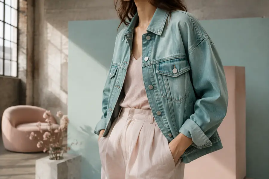 Product-to-model fashion workflow showing a garment styled on a person